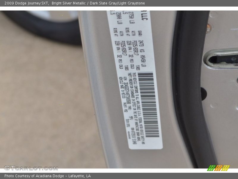 Bright Silver Metallic / Dark Slate Gray/Light Graystone 2009 Dodge Journey SXT