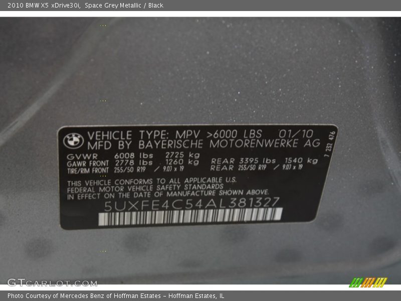 Space Grey Metallic / Black 2010 BMW X5 xDrive30i
