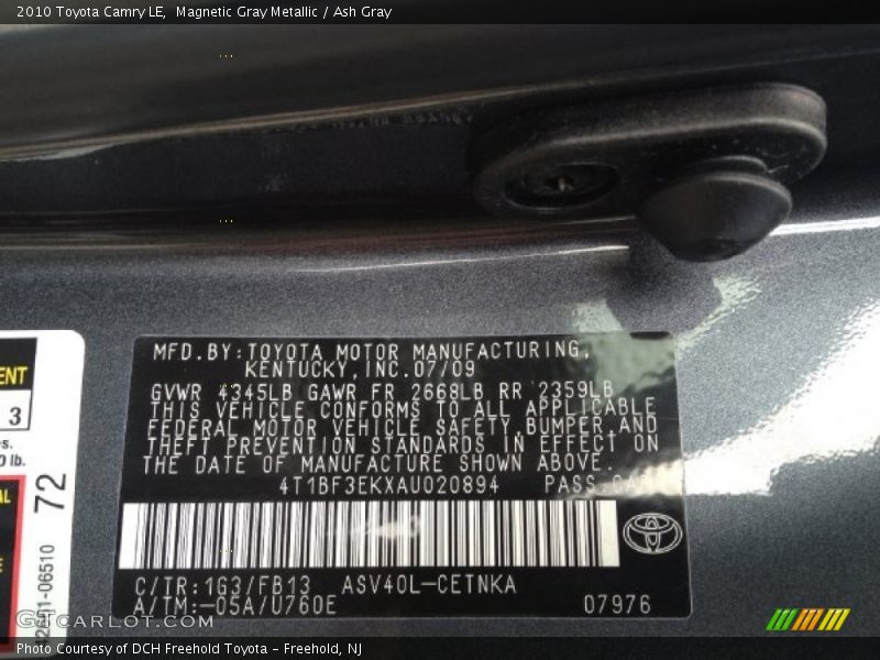 Magnetic Gray Metallic / Ash Gray 2010 Toyota Camry LE