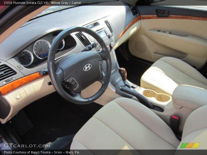 Willow Gray / Camel 2009 Hyundai Sonata GLS V6