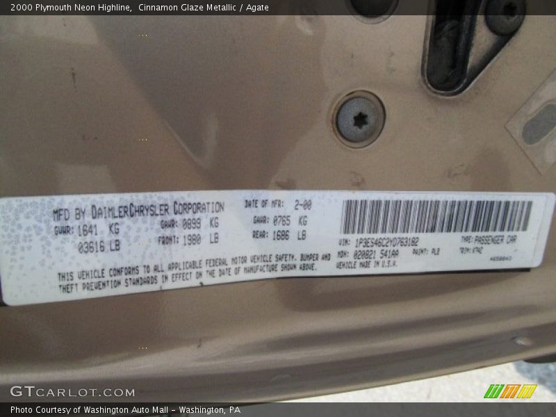 2000 Neon Highline Cinnamon Glaze Metallic Color Code PLB