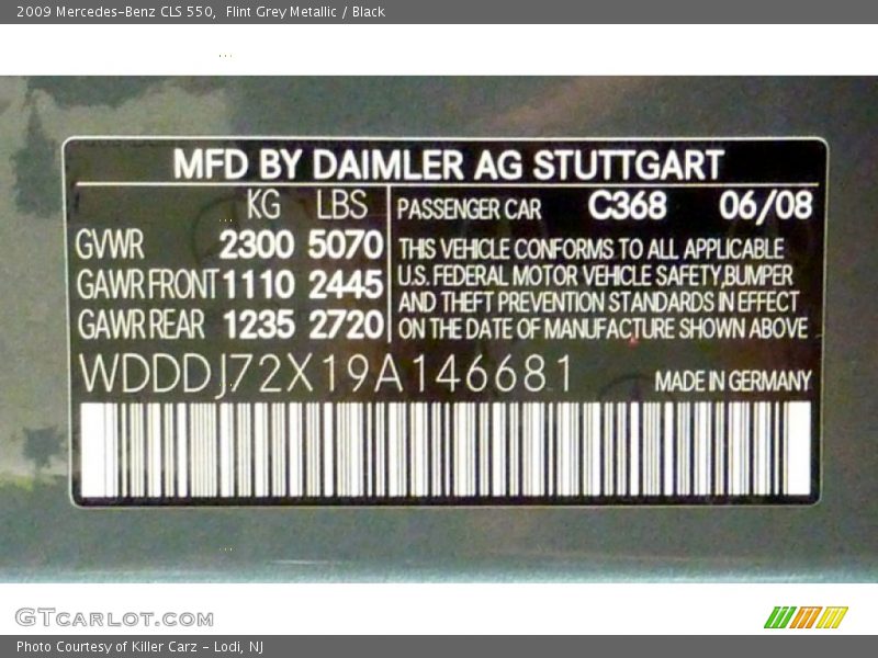Flint Grey Metallic / Black 2009 Mercedes-Benz CLS 550