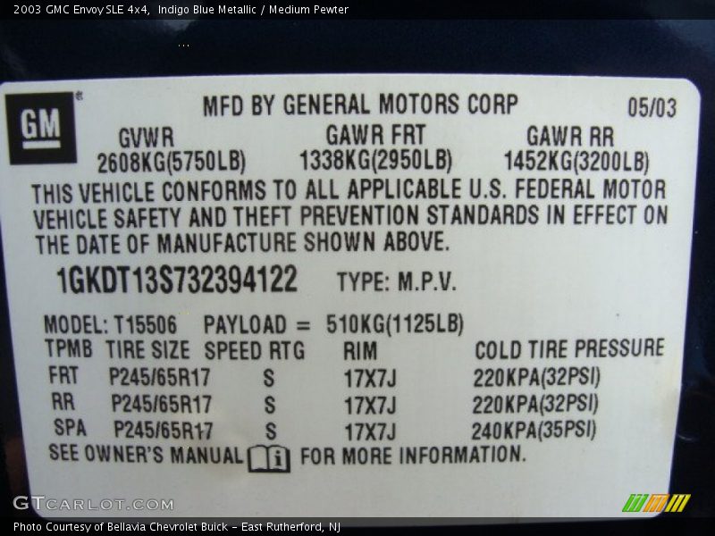 Indigo Blue Metallic / Medium Pewter 2003 GMC Envoy SLE 4x4