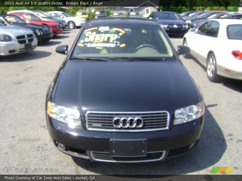 Brilliant Black / Beige 2003 Audi A4 3.0 quattro Sedan