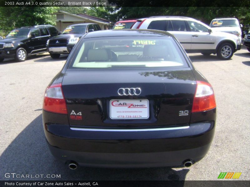 Brilliant Black / Beige 2003 Audi A4 3.0 quattro Sedan