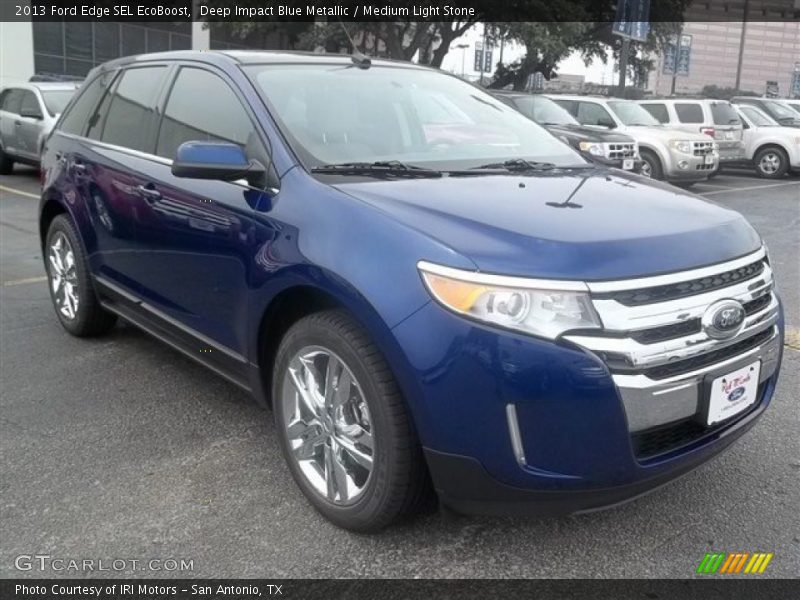 Deep Impact Blue Metallic / Medium Light Stone 2013 Ford Edge SEL EcoBoost