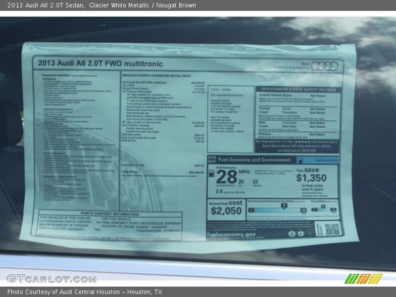 Glacier White Metallic / Nougat Brown 2013 Audi A6 2.0T Sedan