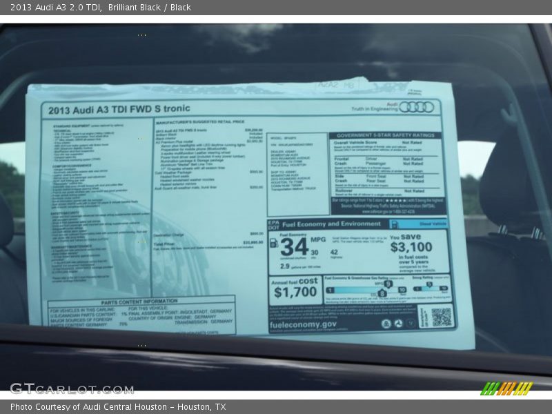  2013 A3 2.0 TDI Window Sticker