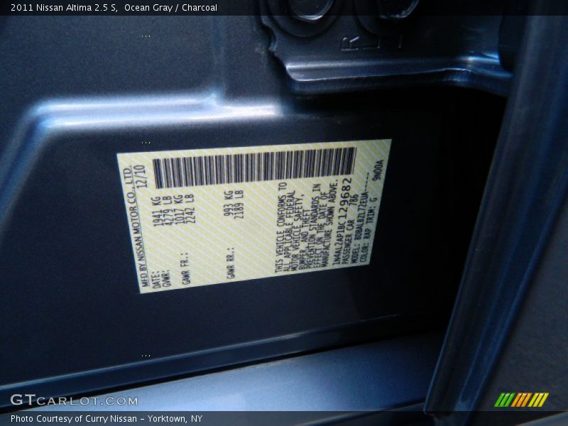Ocean Gray / Charcoal 2011 Nissan Altima 2.5 S