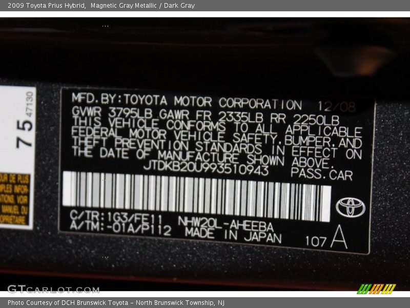 Magnetic Gray Metallic / Dark Gray 2009 Toyota Prius Hybrid
