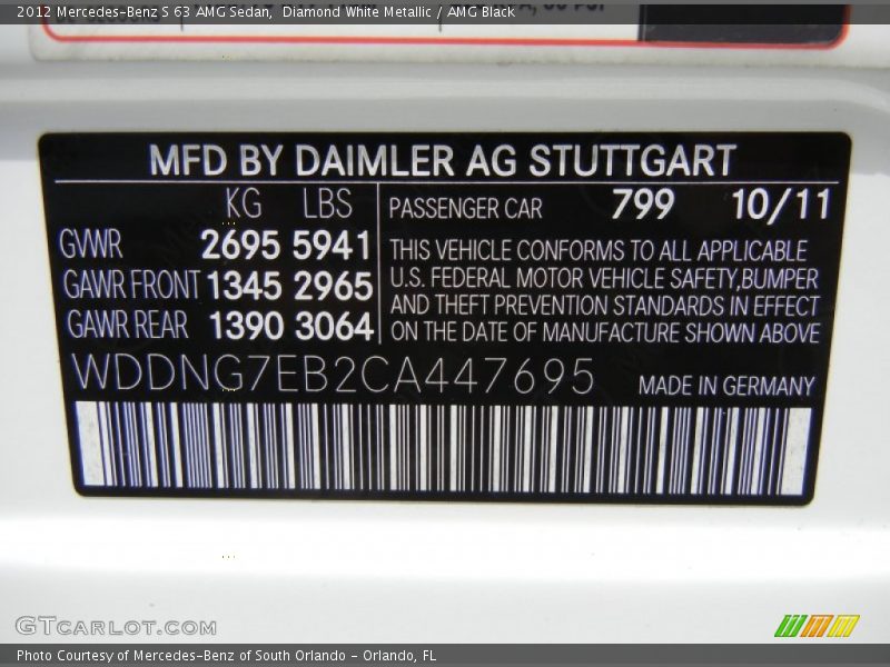 Diamond White Metallic / AMG Black 2012 Mercedes-Benz S 63 AMG Sedan