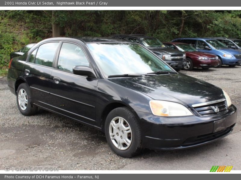 Nighthawk Black Pearl / Gray 2001 Honda Civic LX Sedan