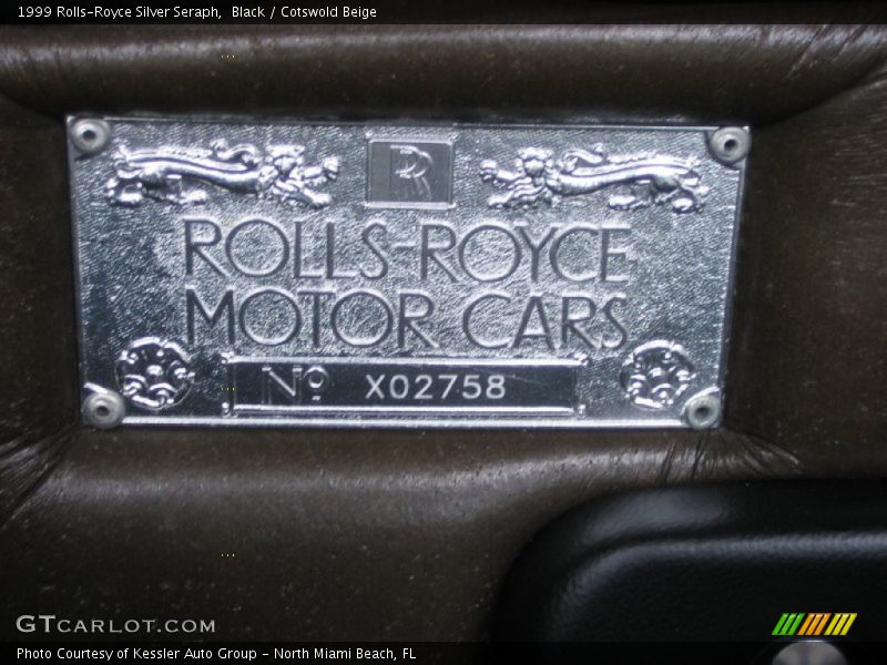 Info Tag of 1999 Silver Seraph 