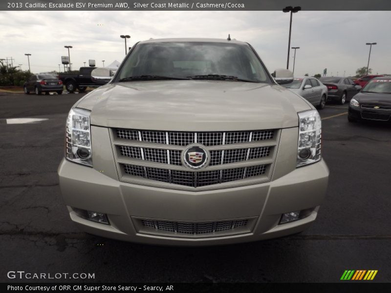 Silver Coast Metallic / Cashmere/Cocoa 2013 Cadillac Escalade ESV Premium AWD