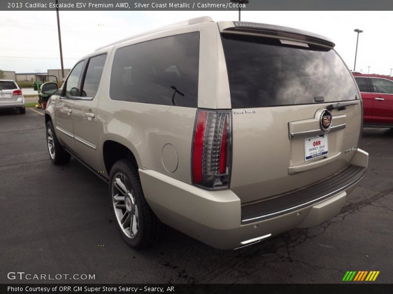 Silver Coast Metallic / Cashmere/Cocoa 2013 Cadillac Escalade ESV Premium AWD