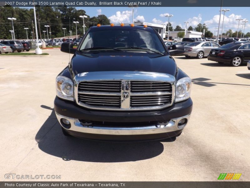 Brilliant Black Crystal Pearl / Khaki 2007 Dodge Ram 3500 Laramie Quad Cab Dually