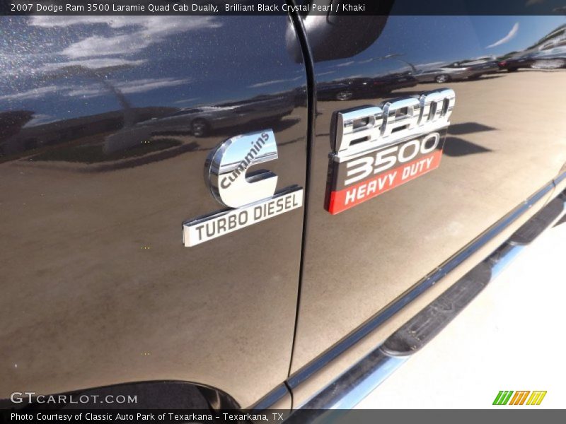 Brilliant Black Crystal Pearl / Khaki 2007 Dodge Ram 3500 Laramie Quad Cab Dually