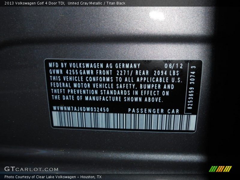 United Gray Metallic / Titan Black 2013 Volkswagen Golf 4 Door TDI