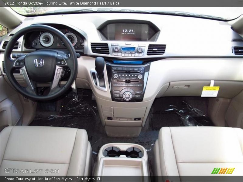 White Diamond Pearl / Beige 2012 Honda Odyssey Touring Elite