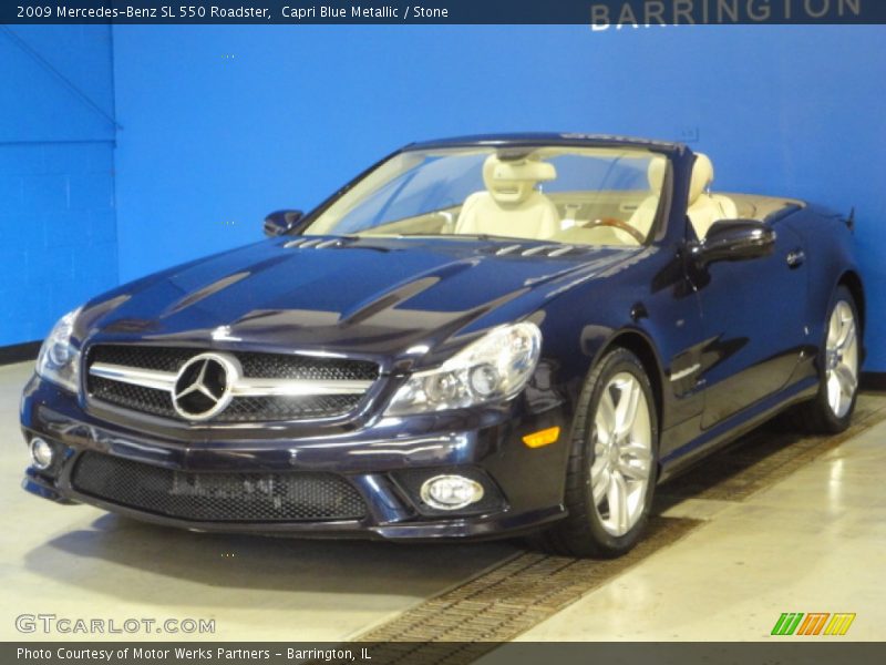 Capri Blue Metallic / Stone 2009 Mercedes-Benz SL 550 Roadster