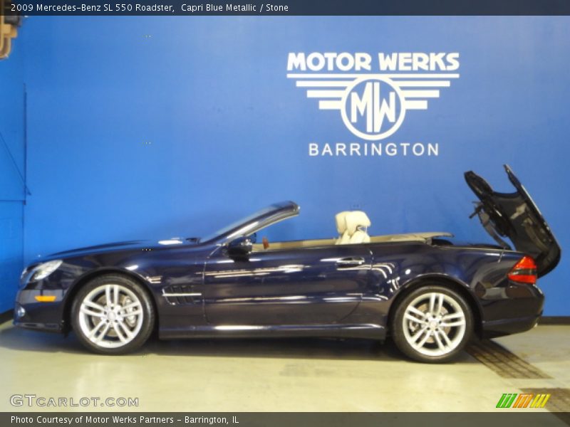 Capri Blue Metallic / Stone 2009 Mercedes-Benz SL 550 Roadster