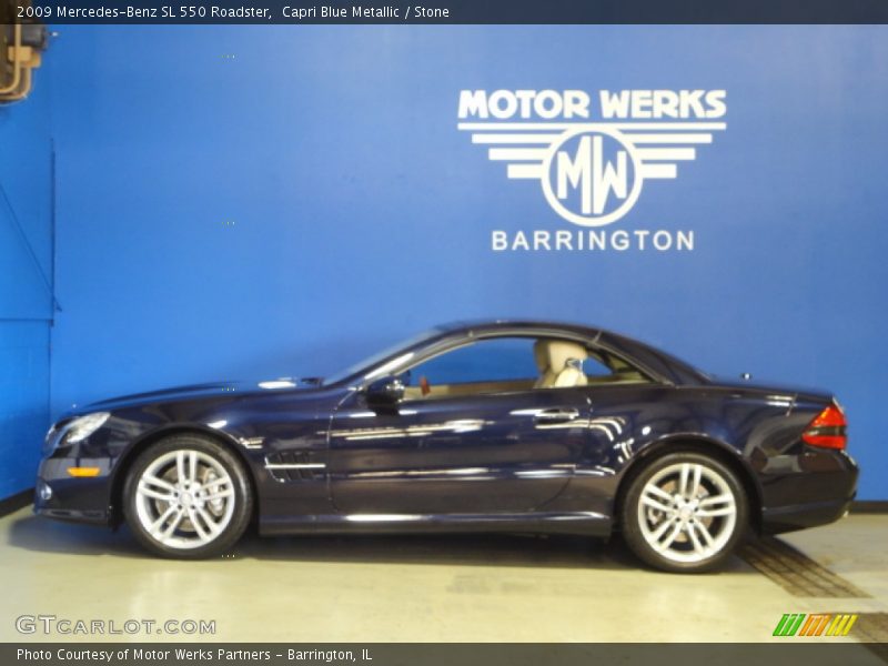 Capri Blue Metallic / Stone 2009 Mercedes-Benz SL 550 Roadster