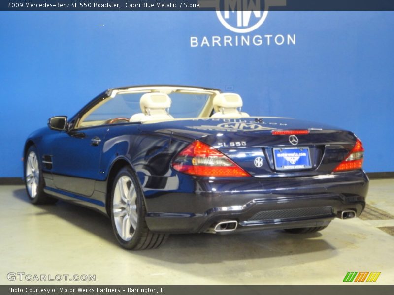Capri Blue Metallic / Stone 2009 Mercedes-Benz SL 550 Roadster
