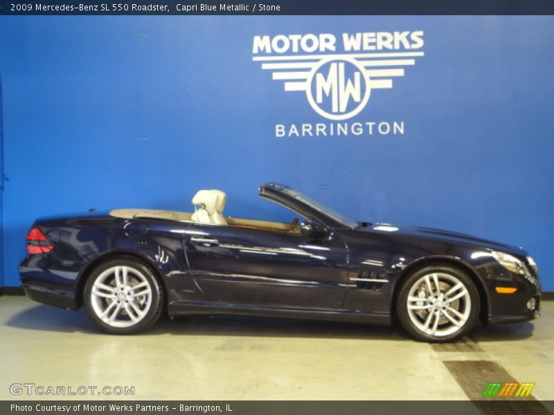 Capri Blue Metallic / Stone 2009 Mercedes-Benz SL 550 Roadster