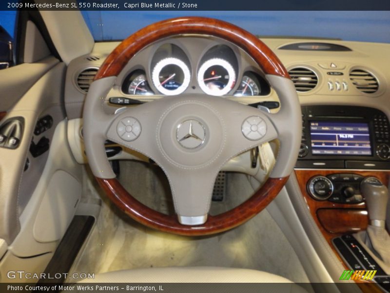 Capri Blue Metallic / Stone 2009 Mercedes-Benz SL 550 Roadster