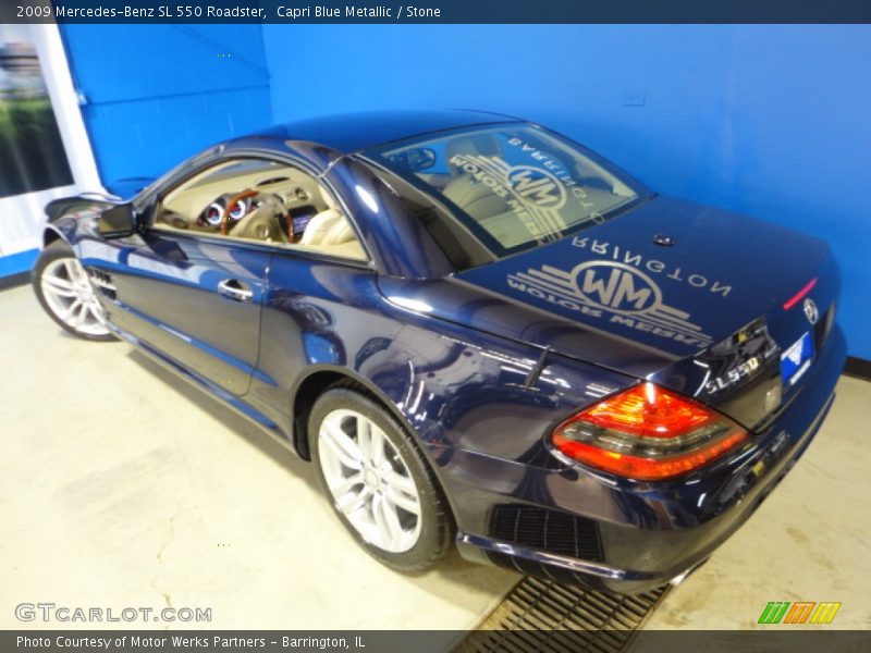 Capri Blue Metallic / Stone 2009 Mercedes-Benz SL 550 Roadster