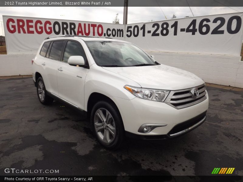 Blizzard White Pearl / Ash 2012 Toyota Highlander Limited