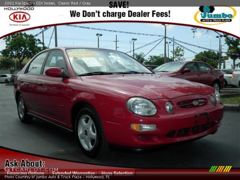 Classic Red / Gray 2001 Kia Spectra GSX Sedan