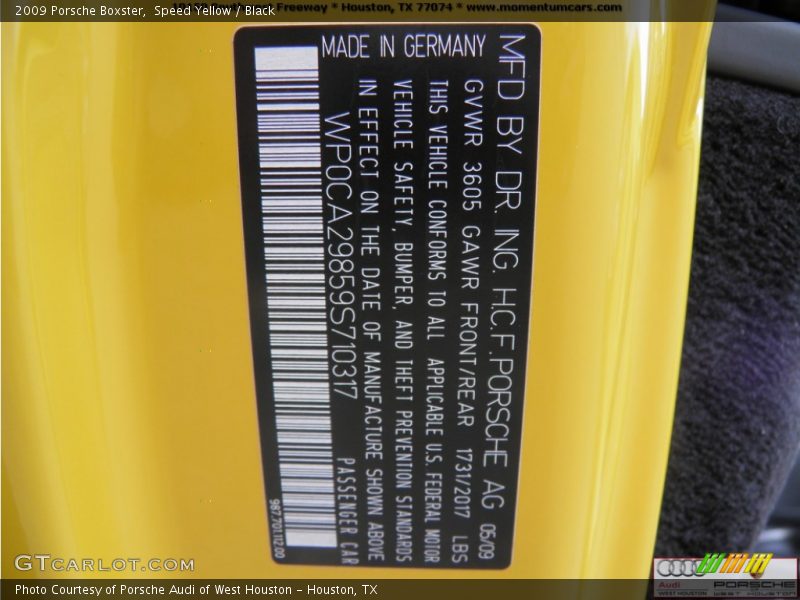 Speed Yellow / Black 2009 Porsche Boxster