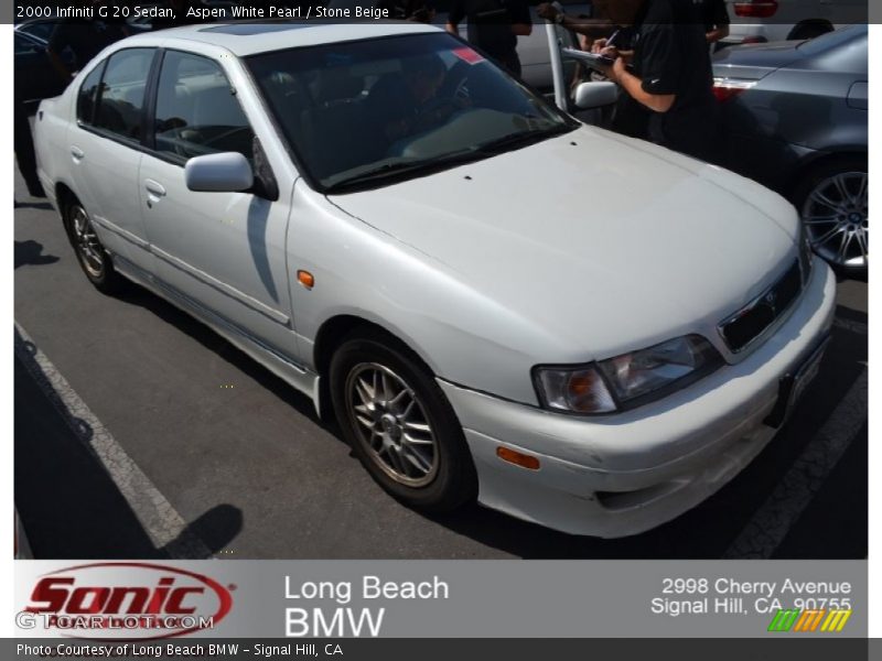 Aspen White Pearl / Stone Beige 2000 Infiniti G 20 Sedan