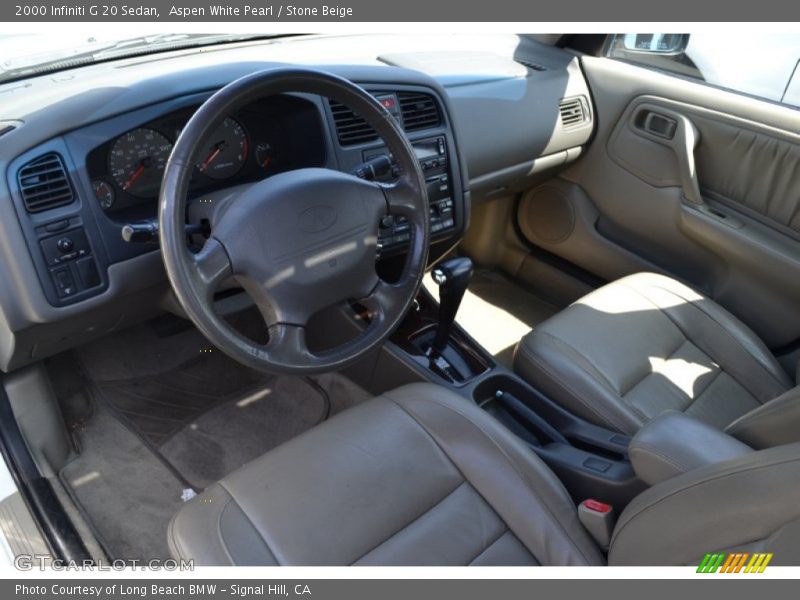 Aspen White Pearl / Stone Beige 2000 Infiniti G 20 Sedan
