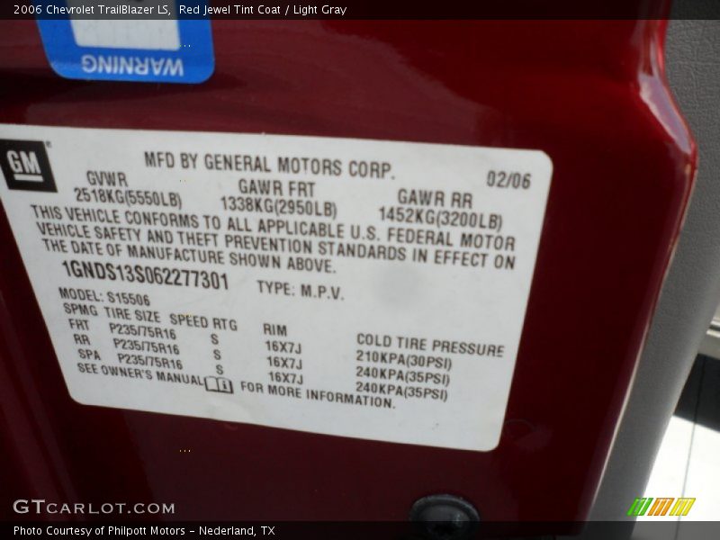 Red Jewel Tint Coat / Light Gray 2006 Chevrolet TrailBlazer LS