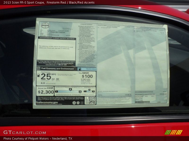  2013 FR-S Sport Coupe Window Sticker