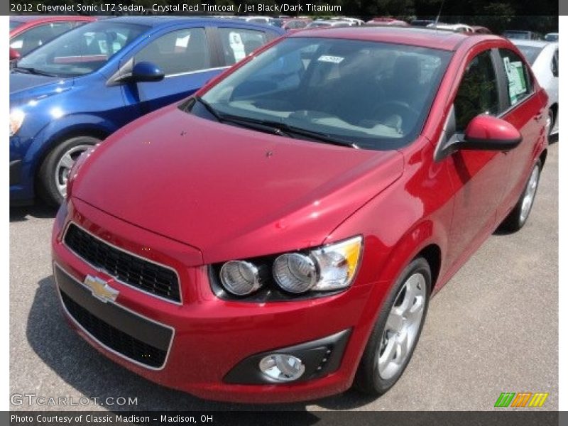 Crystal Red Tintcoat / Jet Black/Dark Titanium 2012 Chevrolet Sonic LTZ Sedan