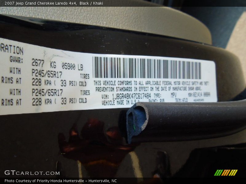 Black / Khaki 2007 Jeep Grand Cherokee Laredo 4x4