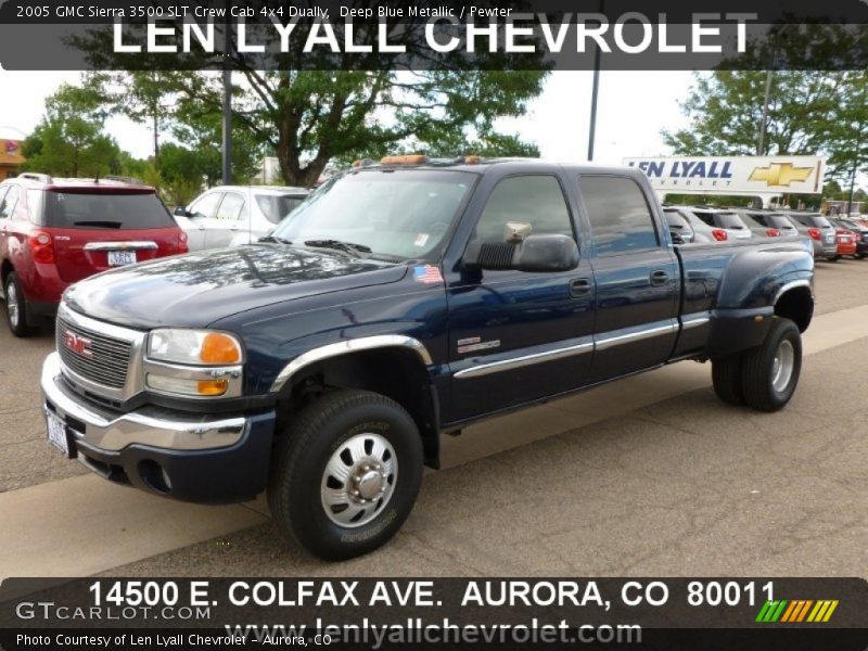 Deep Blue Metallic / Pewter 2005 GMC Sierra 3500 SLT Crew Cab 4x4 Dually