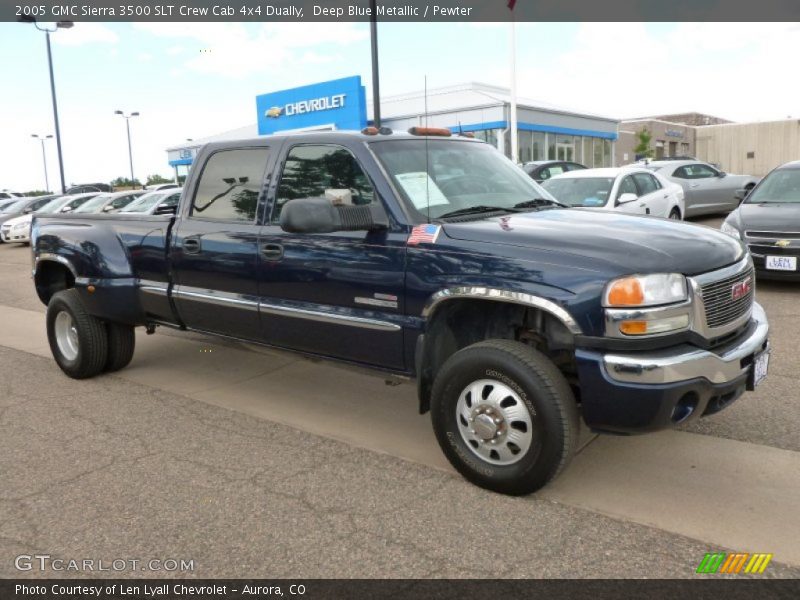 Deep Blue Metallic / Pewter 2005 GMC Sierra 3500 SLT Crew Cab 4x4 Dually