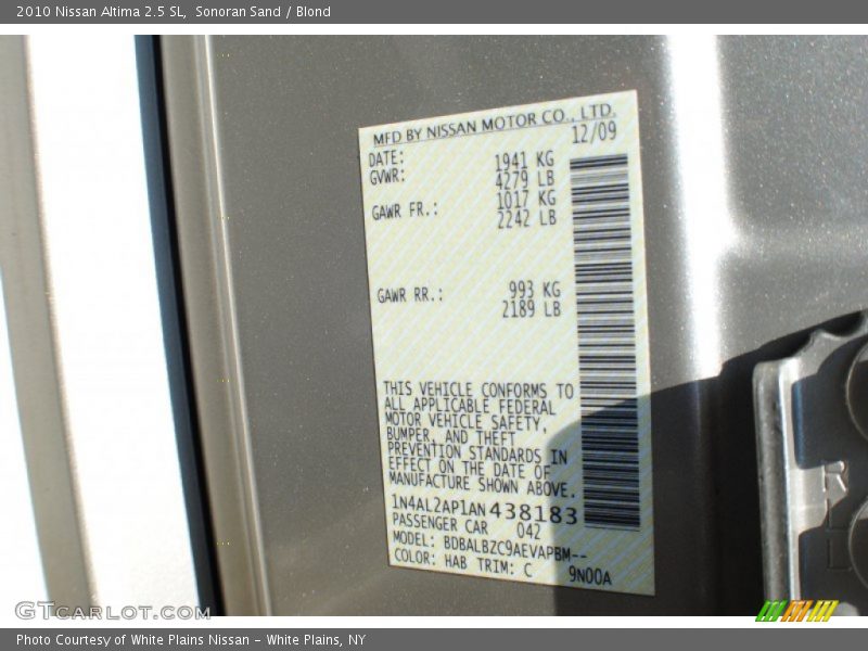 Sonoran Sand / Blond 2010 Nissan Altima 2.5 SL