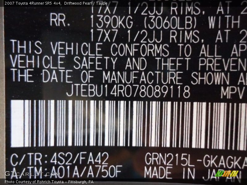 Driftwood Pearl / Taupe 2007 Toyota 4Runner SR5 4x4