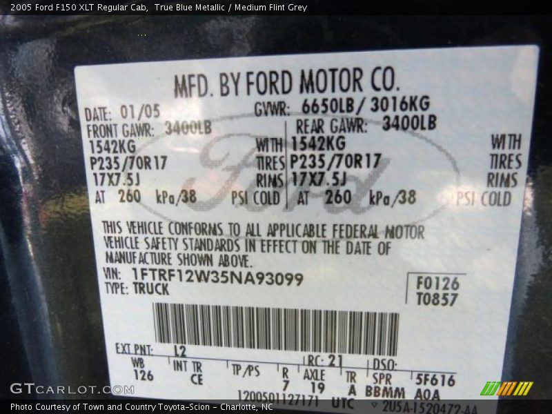 True Blue Metallic / Medium Flint Grey 2005 Ford F150 XLT Regular Cab