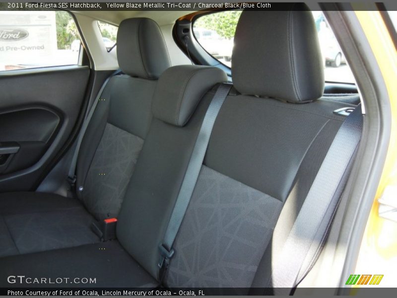 Yellow Blaze Metallic Tri-Coat / Charcoal Black/Blue Cloth 2011 Ford Fiesta SES Hatchback