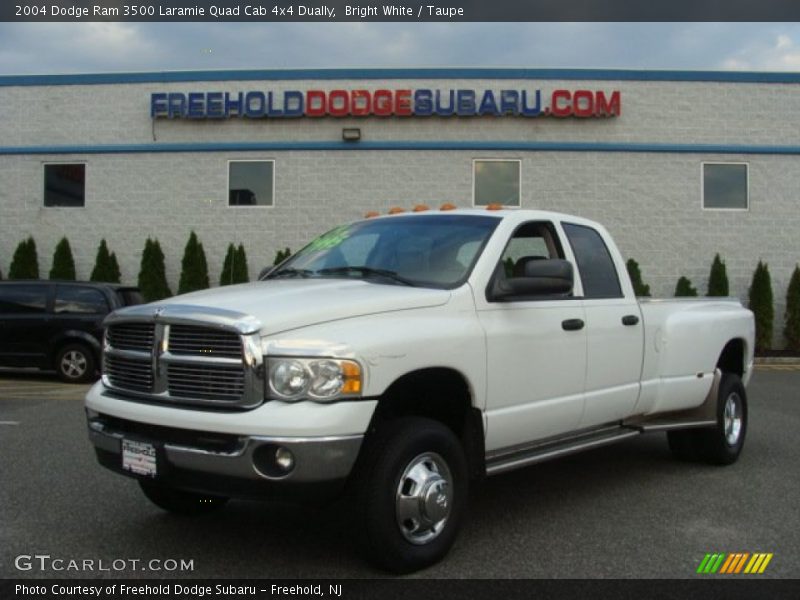 Bright White / Taupe 2004 Dodge Ram 3500 Laramie Quad Cab 4x4 Dually