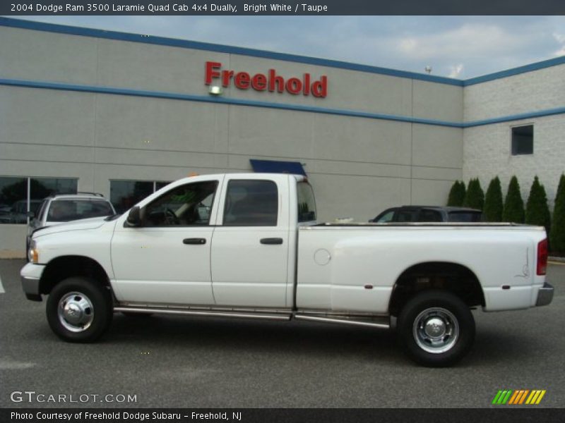 Bright White / Taupe 2004 Dodge Ram 3500 Laramie Quad Cab 4x4 Dually