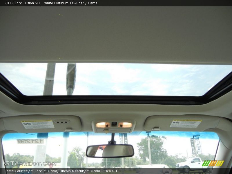 White Platinum Tri-Coat / Camel 2012 Ford Fusion SEL