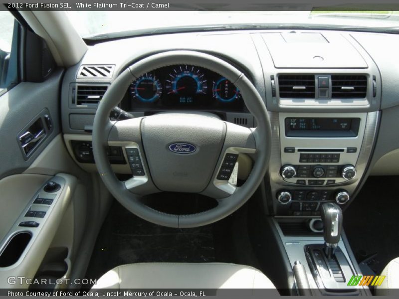 White Platinum Tri-Coat / Camel 2012 Ford Fusion SEL
