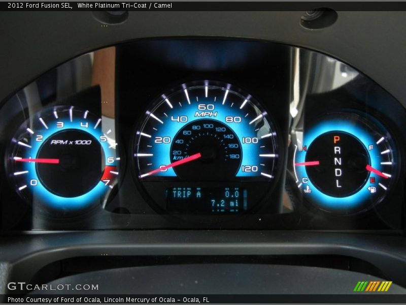 White Platinum Tri-Coat / Camel 2012 Ford Fusion SEL